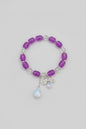 Boho Pink Glass Bead Elastic Bracelet With Bee Charm