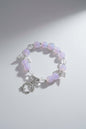 Boho Pink Glass Beads Elastic Bracelet With Butterfly Charms