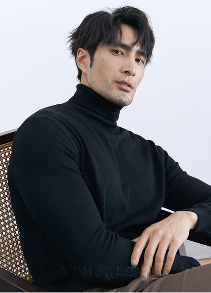 Turn-down Turtleneck Core-spun Knit Sweater For Men Rugged Style