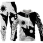 Animal-print Hooded Pullover Sweatshirt And Menswomens Sportswear Set