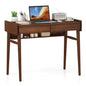 Bamboo Writing Desk with 2 Storage Drawers and Open Shelf