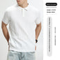 Mens Light-Luxury Rib-Knit Polo Shirt