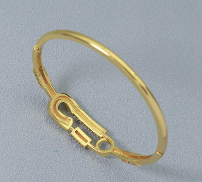 Gold CZ Pave Thin Toggle Handcuff Cuff bracelet, sku#JL118