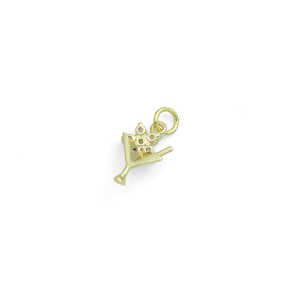 Gold Silver Flower Martini Glass Cup Charm Pendant, Sku#A464