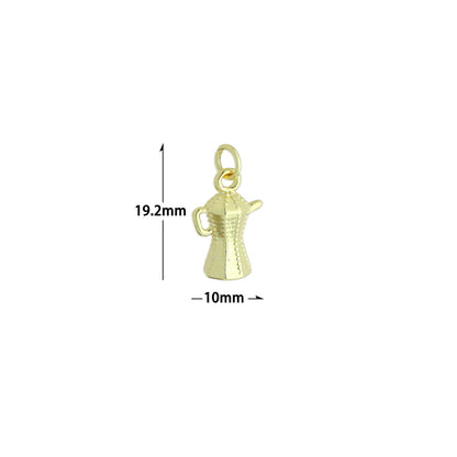Gold Silver Coffeepot teapot Charm Pendant,Sku#LX854