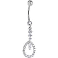 16G Solid 14K White Gold CIRCULAR INDULGENCE Cubic Zirconia Belly Ring
