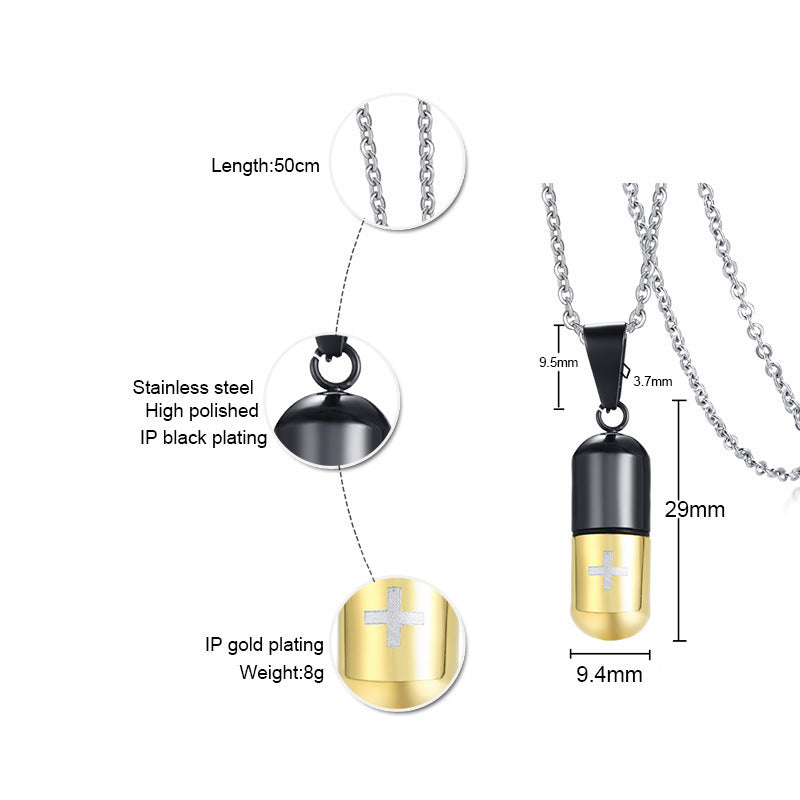 Steel Pill Perfume Bottle Neck Accessories Necklaces
