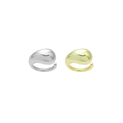 Plain Gold Silver Chunky Comma Adjustable Ring, Sku#A398