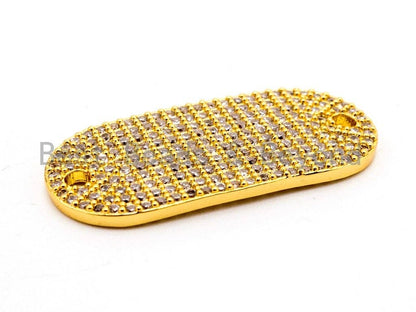 CZ Micro Pave 13x29mm Slab Oval Two Hole Bracelet Connector,SKU#382C