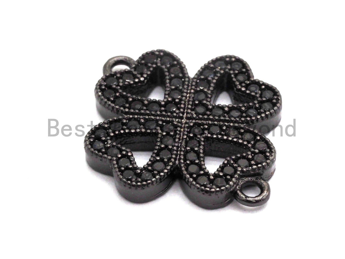 Black CZ Clover Connector charm, sku#A93