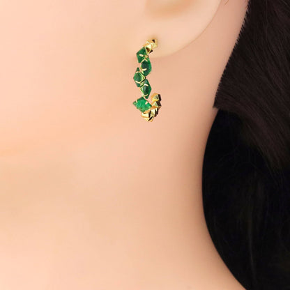 Gold Silver Crystal Diamond cut Ball Hoop Earrings, Sku#LX474c