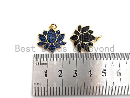 Colorful CZ Micro Pave Lotus Flower Pendant, X144/Z572