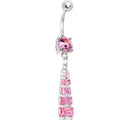 Passion Pink GRADUATED SQUARE DROP Belly Ring