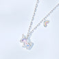 s925 silver fantasy rainbow unicorn necklace women's light luxury high-end collarbone chain