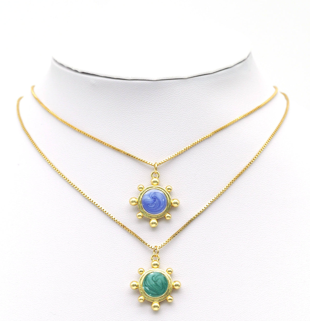 Enamel Round Flower Pendant, Sku#JD28