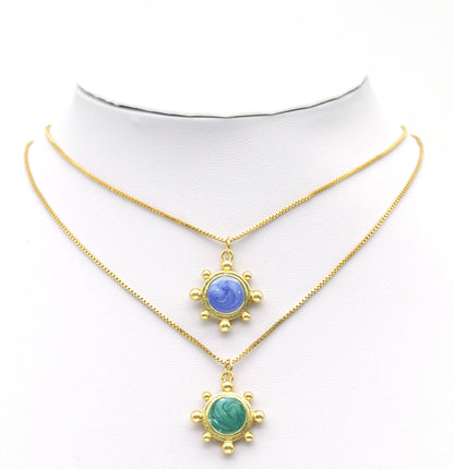 Enamel Round Flower Pendant, Sku#JD28