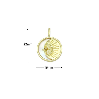 CZ North Star Moon Sun Mop Coin Charm Pendant, Sku#LK1154