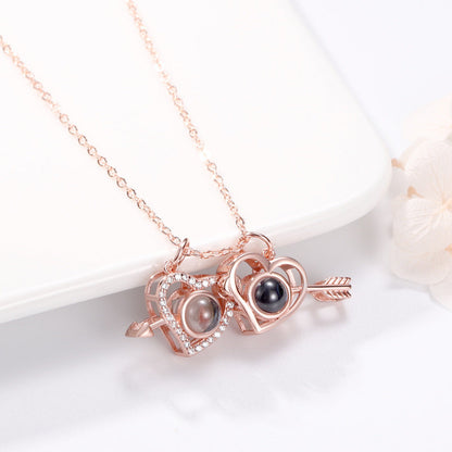 Cupid's Arrow Lover couples necklaces Photo Projection Magnetic Necklace