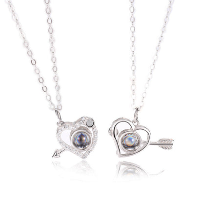 Cupid's Arrow Lover couples necklaces Photo Projection Magnetic Necklace