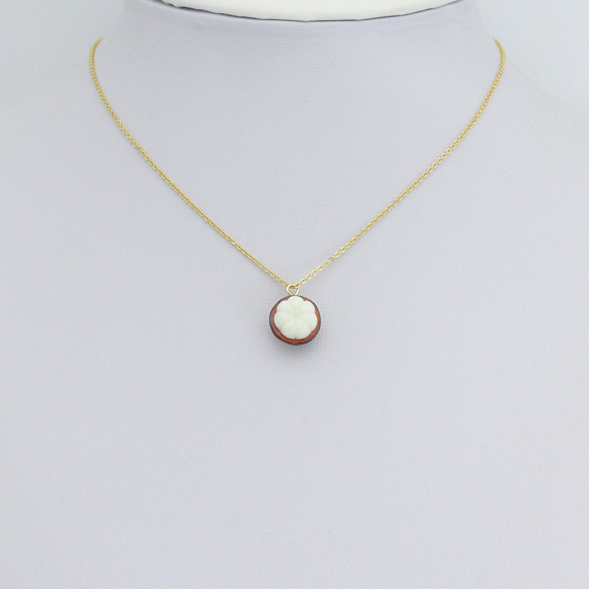 Enamel Gold Half Mangosteen Charm Pendant,Sku#LK1242