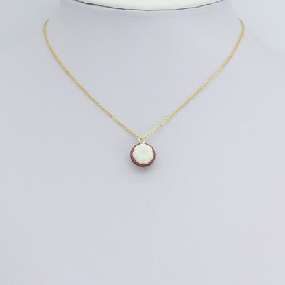 Enamel Gold Half Mangosteen Charm Pendant,Sku#LK1242
