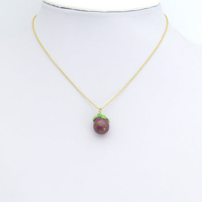 Enamel Gold Purple Mangosteen Charm Pendant,Sku#LK1240