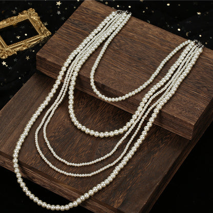 Multi Layer Pearl Strand Necklace Costume Jewelry
