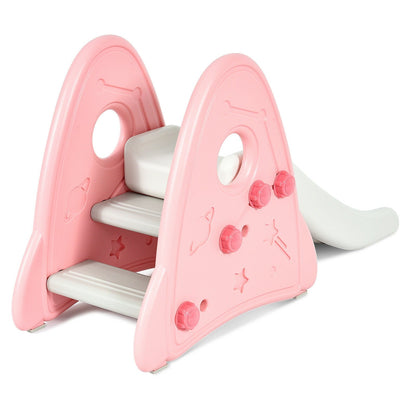 Freestanding Baby Slide Indoor First Play Climber Slide Set for Boys Girls -Pink