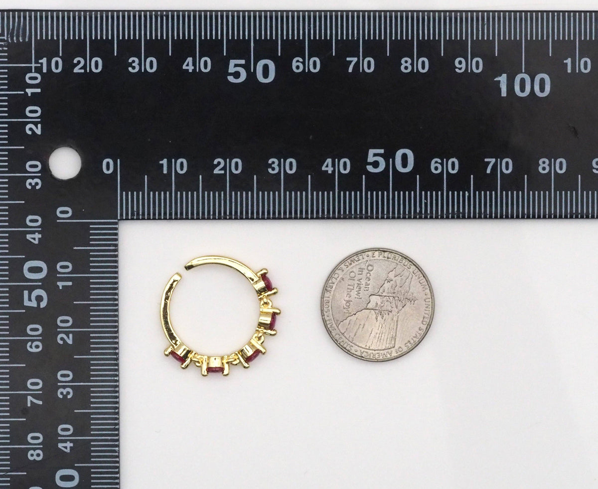 Gold Colorful CZ  Oval Diamond Adjustable Ring, Sku#LD375