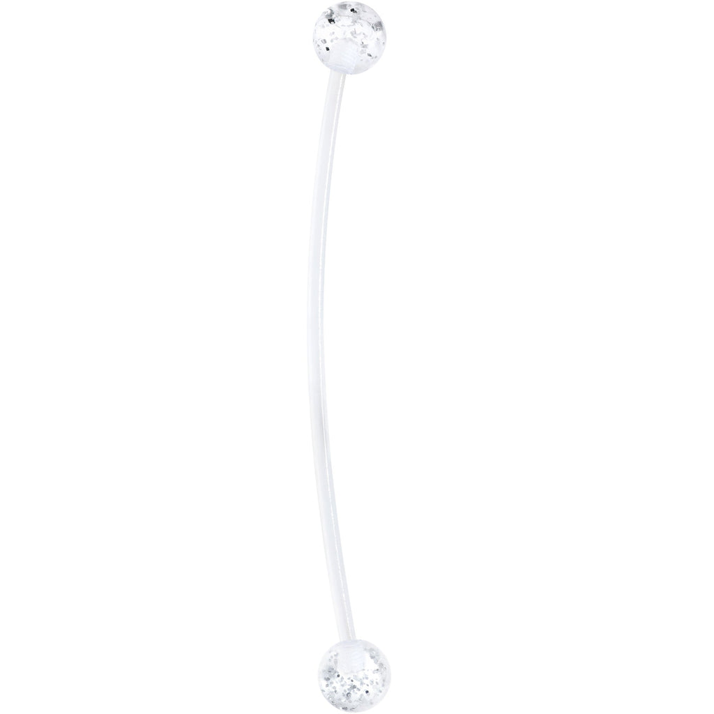 Pregnant Belly Button Ring Clear and Pink Glitter Pack Set