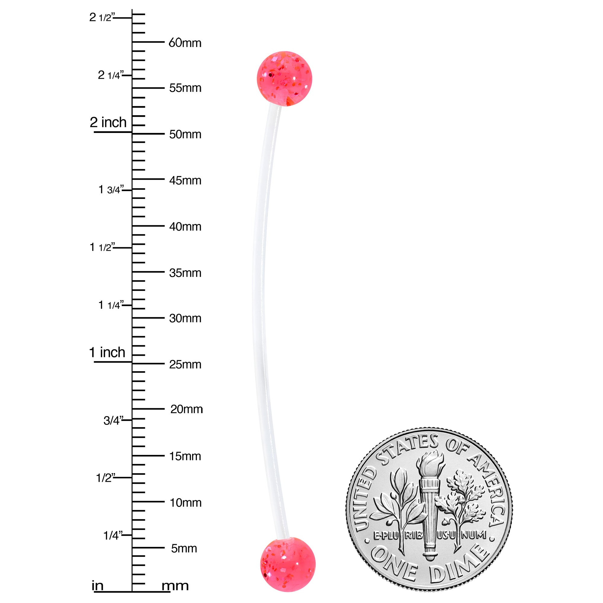 Pregnant Belly Button Ring Clear and Pink Glitter Pack Set