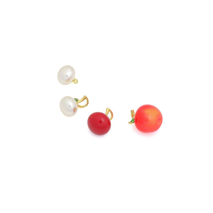 White Pearl Red Apple Charm Pendant,Sku#A489