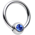 16G 5/16 Sapphire Captive Ring Created with Crystals