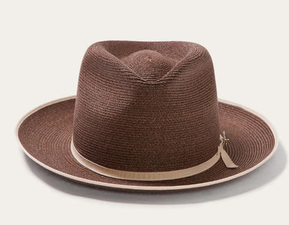 Olive Green Rolled-brim Straw Hat With Bow For Sun Protection Artistic Style For Men And Women