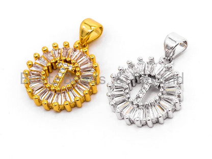 CZ Micro Pave Initial Letter S T Charm/Pendent Beads, sku#z237