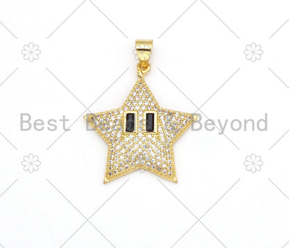 CZ Micro Pave Five Point Star With Eye Shape Pendant/Charm,18K Gold Filled Star Charm, Necklace Bracelet Charm Pendant,21x25mm,Sku#LK379