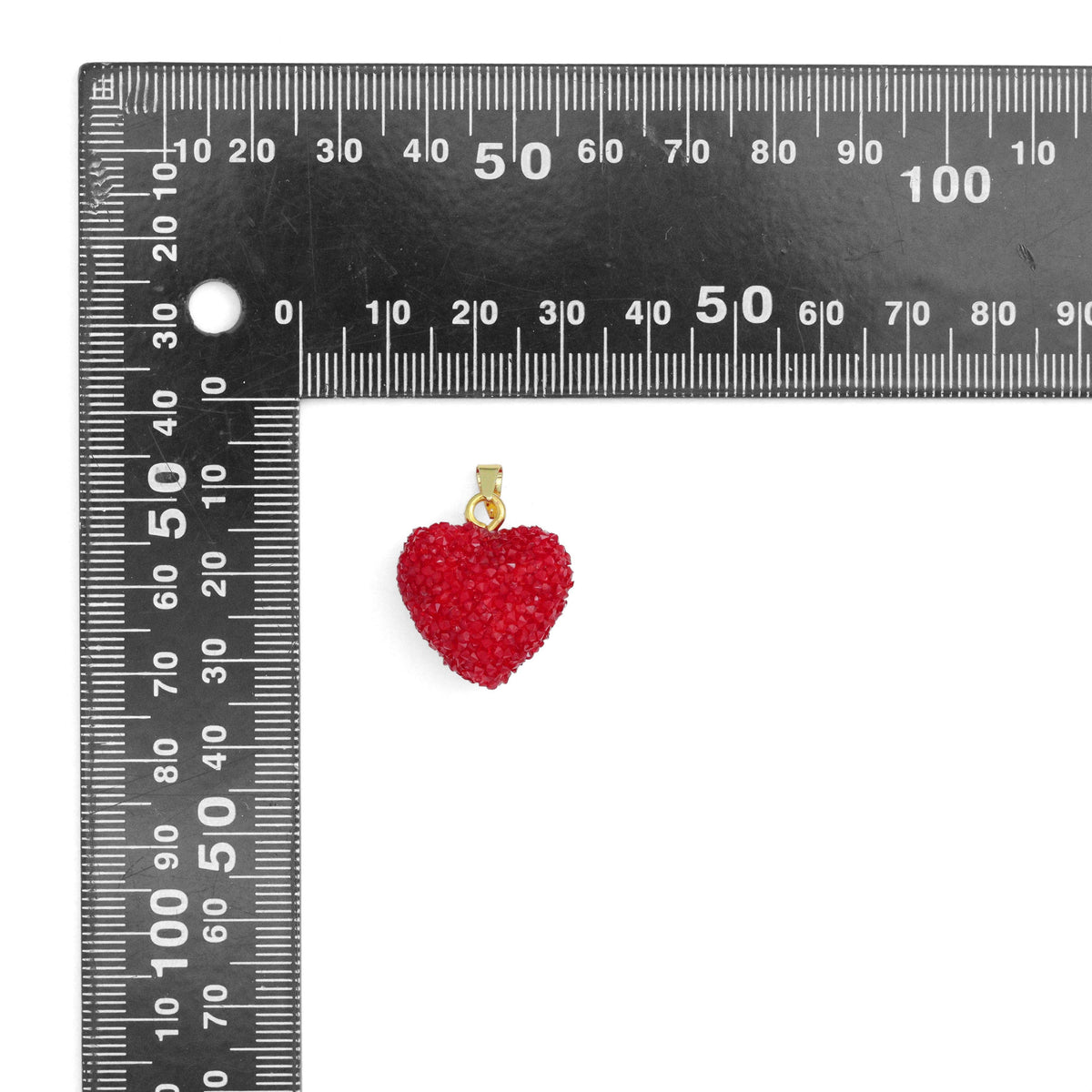 White Red Puffy Heart Charm Pendant,Sku#LD720