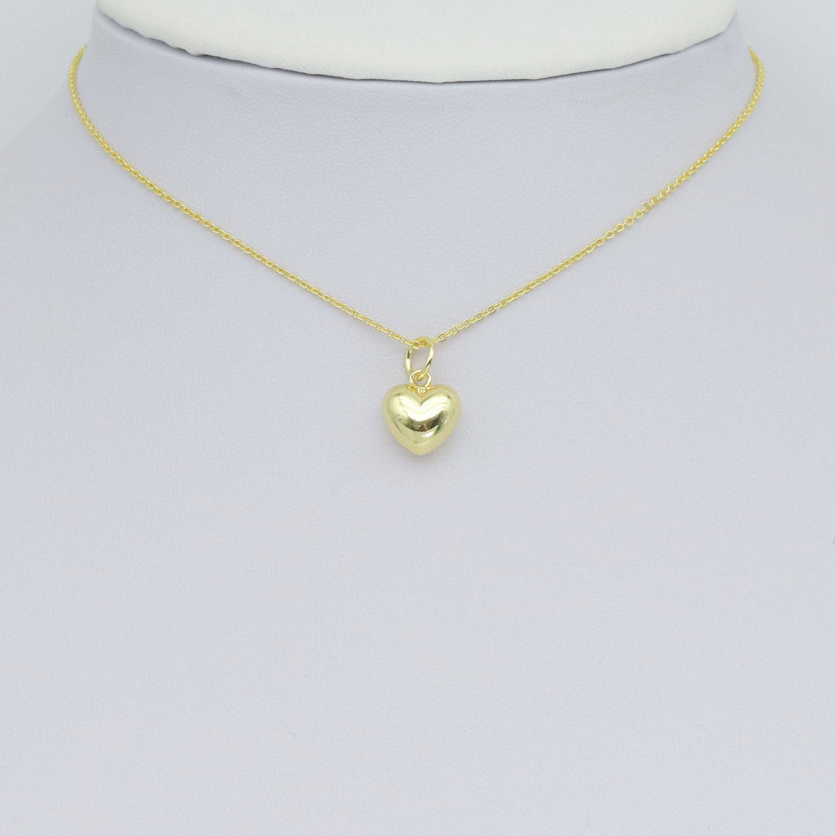 Cute Puffy Gold 3D Heart Shape Charm Pendant, Sku#LD655