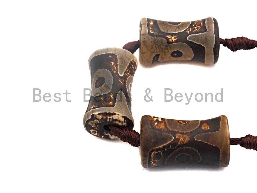 1pc/12pc  Etched Tibetan agate Spool Beads, Dzi Agate Beads, Chunky Tibetan Agate,Dark Brown Agate Beads, 15x22mm, sku# U518
