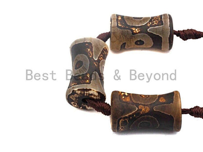 1pc/12pc  Etched Tibetan agate Spool Beads, Dzi Agate Beads, Chunky Tibetan Agate,Dark Brown Agate Beads, 15x22mm, sku# U518