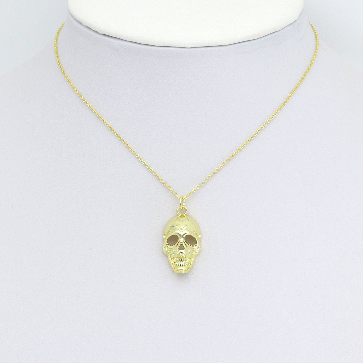 Gold Skull Head Charm Pendant, halloween charm, Sku#LK1102