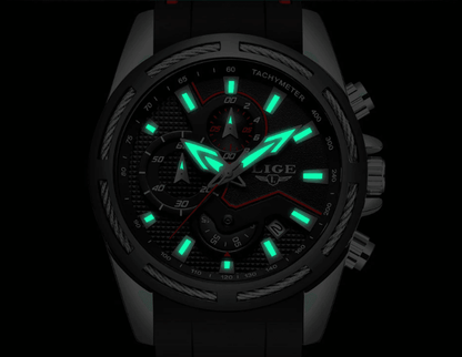 Men's Waterproof Modern Watch With Rubber Straps Multifunction Watches Unique Design Perfect Gift