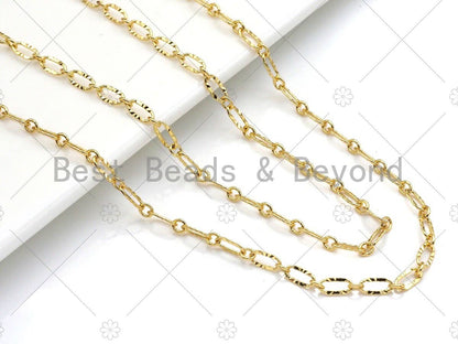 4mm Gold Flat Oval Linked Chain by Yard, Dainty  Delicate Oval Link Chain, Gold Plated Brass Chain, Wholesale Chain, sku#LK124