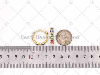 Enamel Evil Eye with CZ Adjustable Ring, Sku#LD163