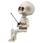GANAZONO Skeleton Aquarium Decoration Skull Fish Reptile Tank Decor Fishing Skull Statue Resin Skeleton Figurines Sculptures Halloween Decoration