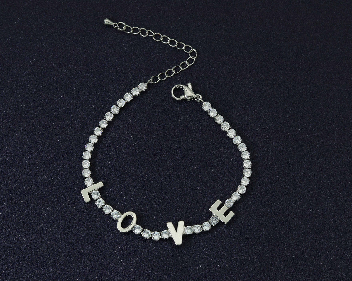 CZ Love Word Bracelet, Sku#B172