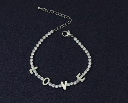CZ Love Word Bracelet, Sku#B172
