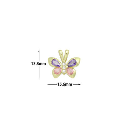 Pink Purple Crystal Gold Butterfly Charm Pendant,Sku#LK1210