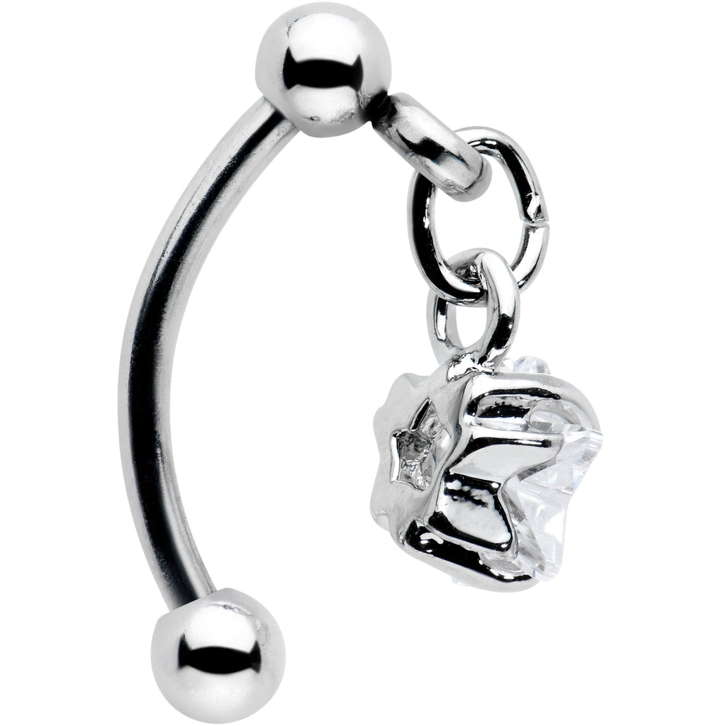 Top Down Clear Gem Dangle Star Eyebrow Ring