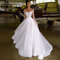 Embroidered Long Sleeve Off-the-shoulder Wedding Dress
